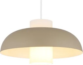 Globo 15755SA Függesztett lámpa, matt homokszínű fém, fehér üveg, fehér textil kábel, magasság rövidíthető, ø: 380mm, M: 1200mm, belső hengeres búra méretei: ø: 11cm, M: 20cm, 1x E27 60W 230V izzó nélkül