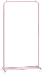 SONGMICS Görgethető Fém Ruhatartó Állvány Polccal, 74 cm, Rózsaszín