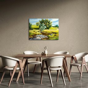 Kép - folyó a rétek között,, olajfestmény (70x50 cm)