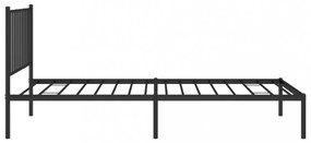 fekete fém ágykeret fejtámlával 90 x 200 cm