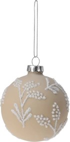 Karácsonyi üveg lombik 8 cm, matt krém