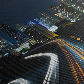 Éjszakai metropolisz képe (órával) (90x30 cm)