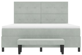 Boxspring Ágy Matraccal és Padlóval, Világosszürke, 180x200 cm, Bársony