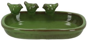 Kerámia madáritató és etető tál, ovális, zöld