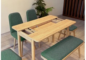 Étkezőgarnitúra(Kihúzható asztal, szék) (6 db) Vina Mini 03 1070 - Tölgy, Zöld