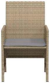 3 részes vegyes bézs polyrattan bisztrógarnitúra párnákkal