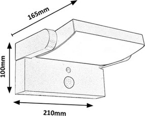 Brilagi -LED Napelemes érzékelős fali lámpa ANKLE LED/10W/3,7V 4000K IP65