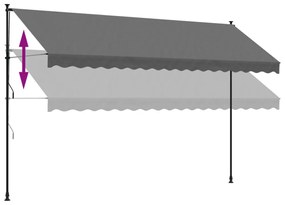 antracit szövet és acél feltekerhető napellenző 400 x 150 cm