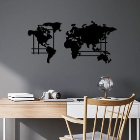 World fém fali dekoráció, 70×33 cm