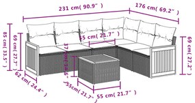 7 részes fekete polyrattan kerti ülőgarnitúra párnával