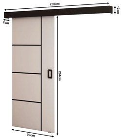 Tolóajtó 90 cm Bethany V (matt fehér + matt fekete). 1043496