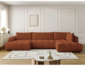 Téglavörös kinyitható-tárolóhelyes sarokkanapé (jobb oldali-U alakú) Fuji – Bobochic Paris