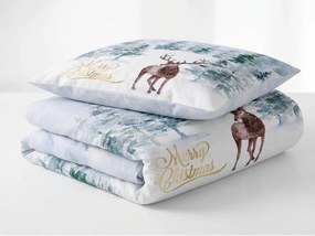Mikroszatén ágynemű DEER SEASON fehér + 45 x 45 cm párnahuzat ingyen Ágyneműhuzat mérete: 70 x 90 cm | 140 x 200 cm