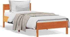 vidaXL viaszbarna tömör fenyőfa ágy matrac nélkül 90 x 190 cm