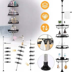 Fürdőszobai Zuhanypolc Sarok Teleszkópos Állítható Magasság 300CM