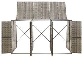 szürke polyrattan hármas kerekeskuka tárolófészer 207x80x117 cm