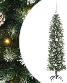 vidaXL Mű Karcsú Karácsonyi Fa 150 LED-del Zöld és Fehér 150 cm