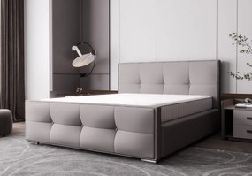 Loris Luxus kárpitozott ágy glamour stílusban 180 x 200 cm - világosszürke Ágyneműtartóval