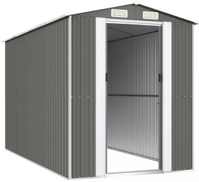 világosszürke horganyzott acél kerti fészer 192 x 357 x 223 cm