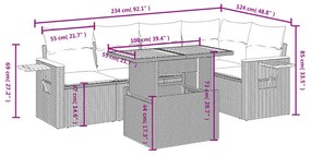 6 részes bézs polyrattan kerti ülőgarnitúra párnával