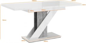 Maasix WGS Szürke-Magasfényű Fehér Z 4 személyes étkezőszett Fekete Elvira székekkel N