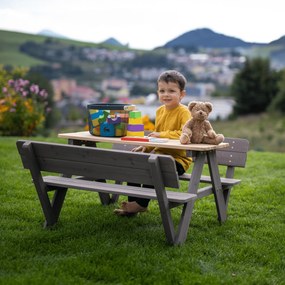 Gyerek kerti ülőhely, fa, szürke/természetes, ABALO