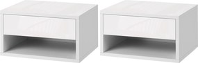 HOMCOM 2 Darabos F floating Éjjeliszekrény Szett Fiókkal Hálószobába és Nappaliba 37x32x21 cm Fehér | Aosom