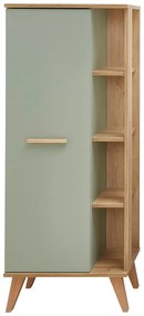Zöld magas fürdőszoba szekrény tölgyfa dekorral 51x128 cm Set 963 - Pelipal