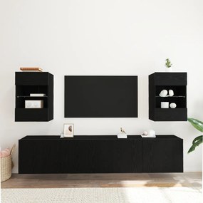 LED TV Szekrény 2 db Fekete Tölgy 40x30x60,5cm Mérnöki Fa
