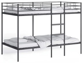 fekete acél emeletes ágy matrac nélkül 100 x 200 cm