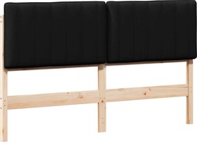 vidaXL Kárpitozott fejtámla Barna és fekete 150 cm Tömör fenyőfa