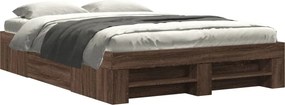 vidaXL barna tölgy színű szerelt fa ágykeret matrac nélkül 140x190 cm