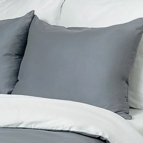 Luxury Collection szatén ágynemű, fehér/sötétszürke, 140 x 200 cm, 70 x 90 cm