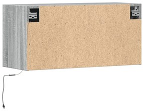 szürke sonoma színű fali TV-szekrény LED-del 80x31x35 cm