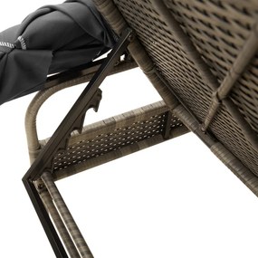 szürke polyrattan napozóágy tetővel