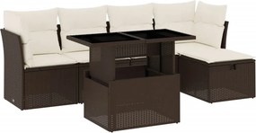 vidaXL 6 részes barna polyrattan kerti ülőgarnitúra párnával