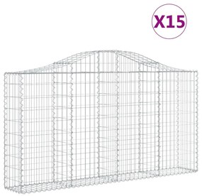 15 db íves horganyzott vas gabion kosár 200x30x100/120 cm