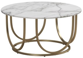 Fehér-aranyszínű kerek dohányzóasztal márvány dekorral ø 79 cm Gwyneth – CosmoLiving by Cosmopolitan