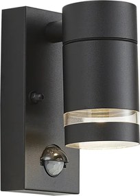 Modern fekete kültéri fali lámpa IP44 mozgásérzékelővel - Ensam