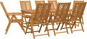vidaXL Kert étkező szett 9 pcs Barna Tömör Akácfa