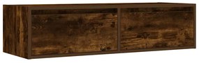 TV szekrény LED világítással füstölt tölgy 100X35,5x25 cm
