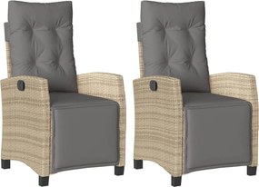 vidaXL 2 db vegyes bézs polyrattan dönthető kerti szék lábtartóval