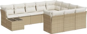 vidaXL 11 részes bézs polyrattan kerti ülőgarnitúra párnákkal