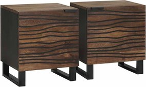 vidaXL Éjjeliszekrény 2 pcs Dió 40 x 33 x 46 cm Tömör akácfa