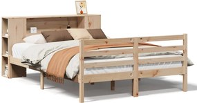 vidaXL tömör fenyőfa könyvespolcos ágy matrac nélkül 135 x 190 cm