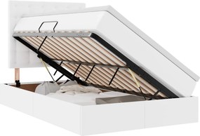 vidaXL Tárolós Ágy matracmal fejtámlával Fehér 120 x 190 cm Műbőr
