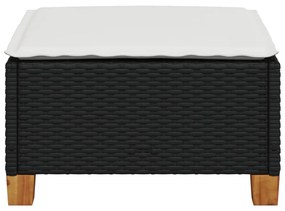 Fekete polyrattan kerti szék párnával 63,5 x 56 x 32 cm