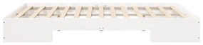 vidaXL Földi ágykeret tárolóval Fehér 150 x 200 cm Tömör fenyőfa