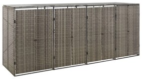 szürke polyrattan négyes kerekeskuka tárolófészer 274x80x117 cm