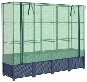 rattan megjelenésű magaságyás melegháztakaróval 160x40x138 cm